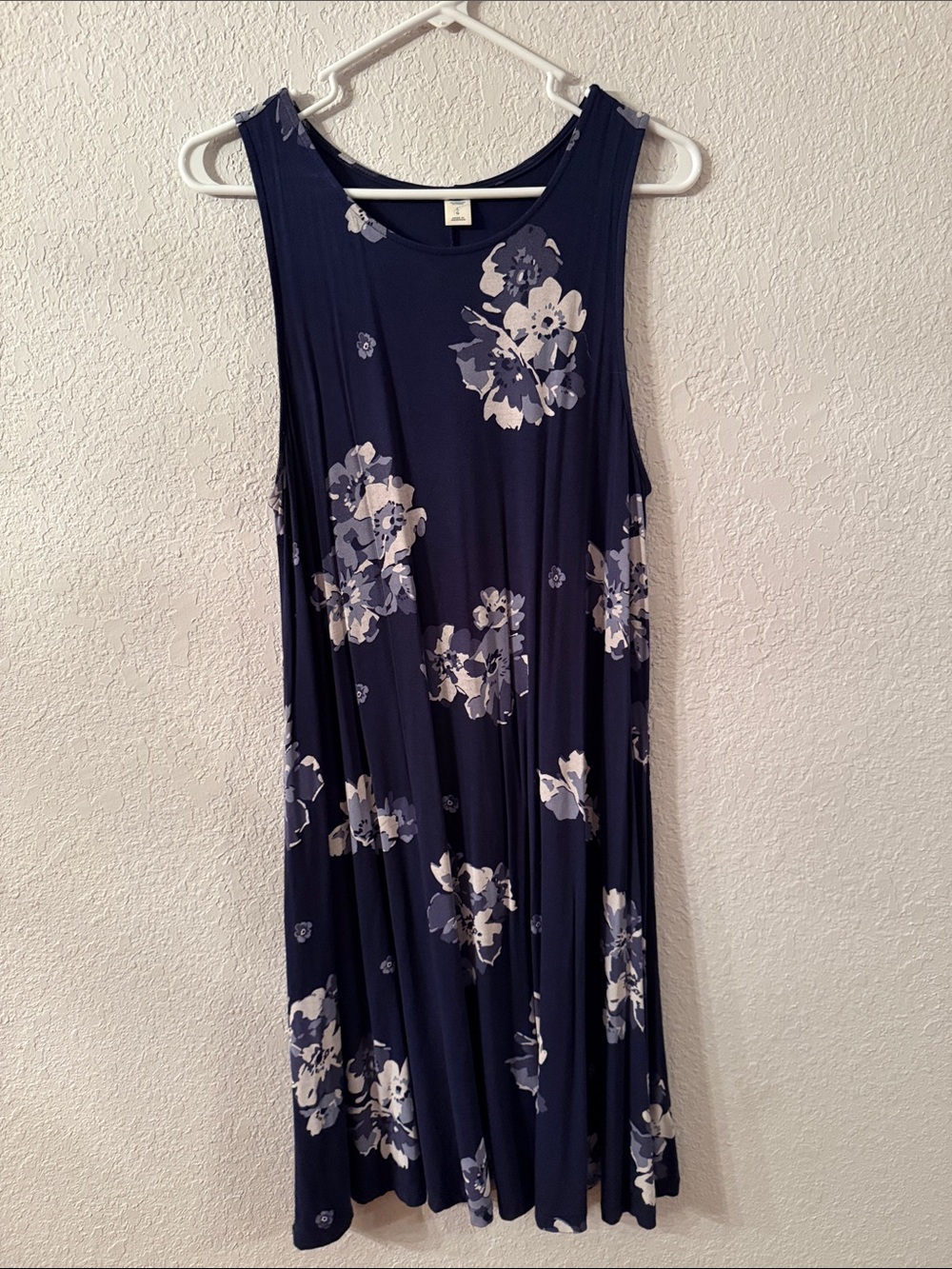 Old Navy Navy Floral Sleeveless Swing Tank Dress